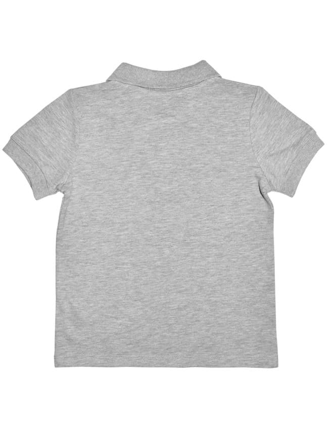 Polo Yaka Basic Gri Melanj Kısa Kollu Çocuk T-shirt resmi